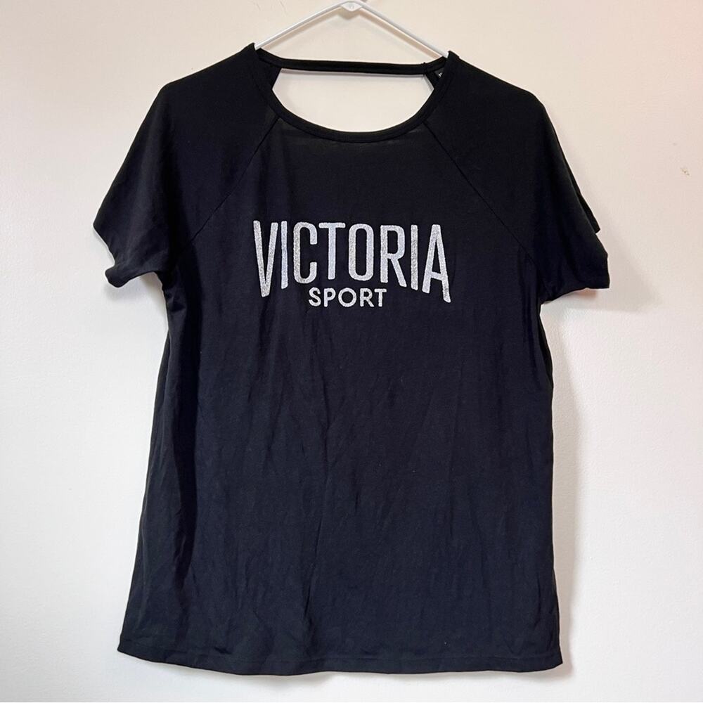 Victoria Sport Glitter Graphic Workout Short Sleeve Tee Sz M